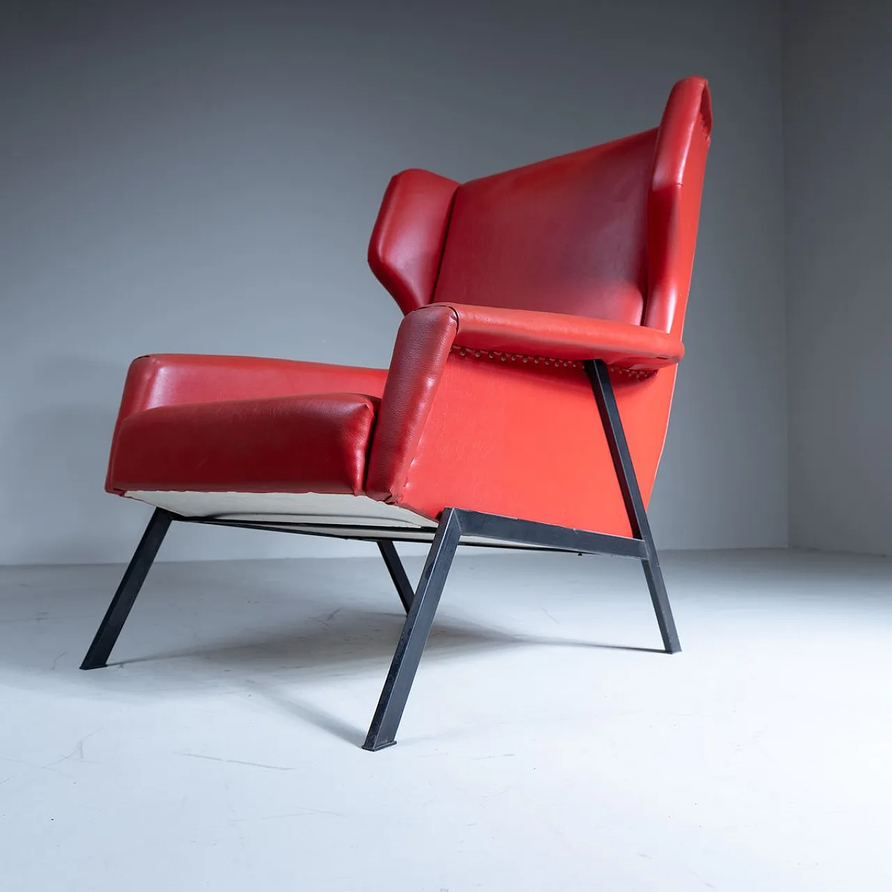 Poltrona in skai rossa, anni '70 11