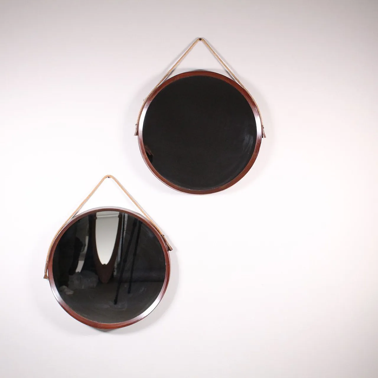 Specchi circolari in legno, anni '50 4