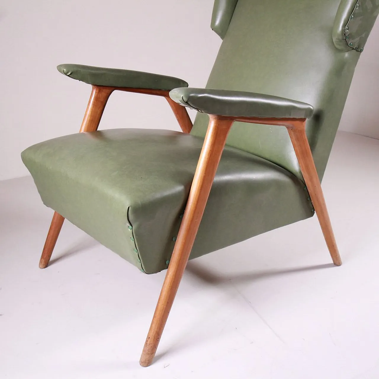 Pair of green Bergeres, 1950s 2