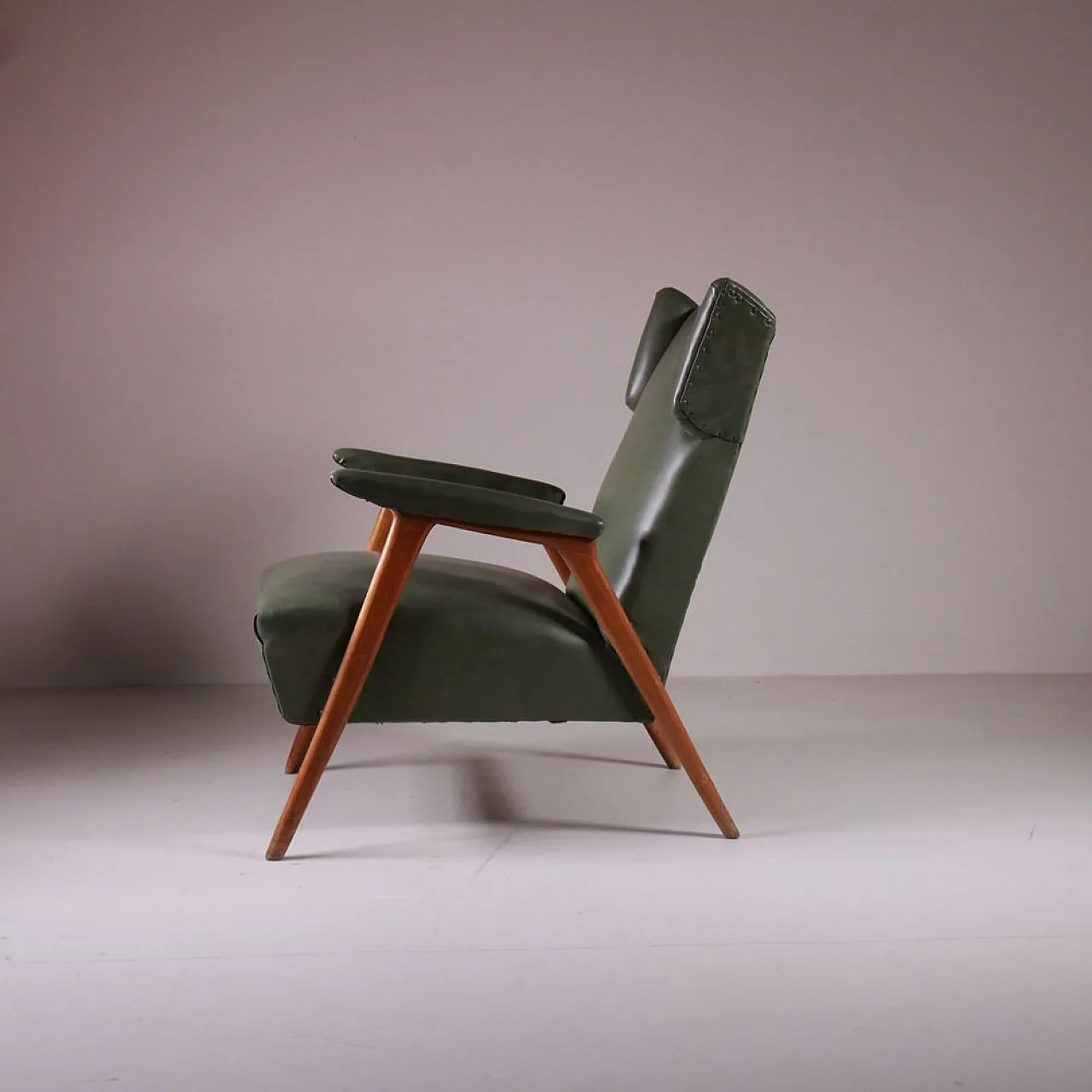 Pair of green Bergeres, 1950s 5