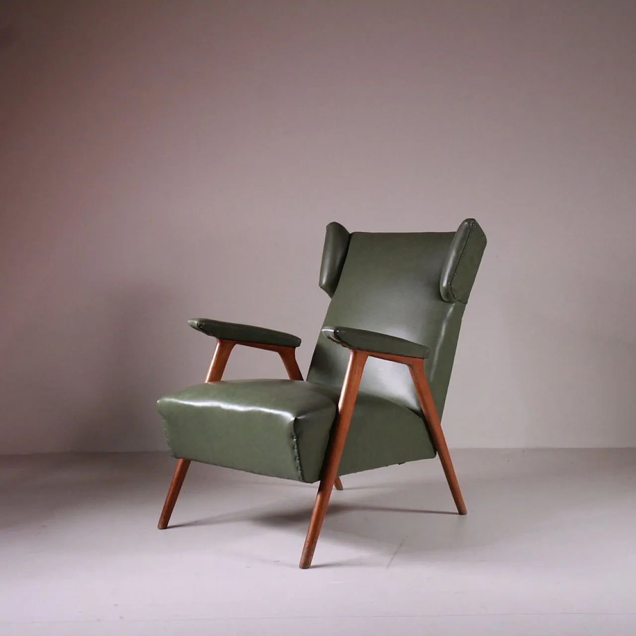 Pair of green Bergeres, 1950s 8