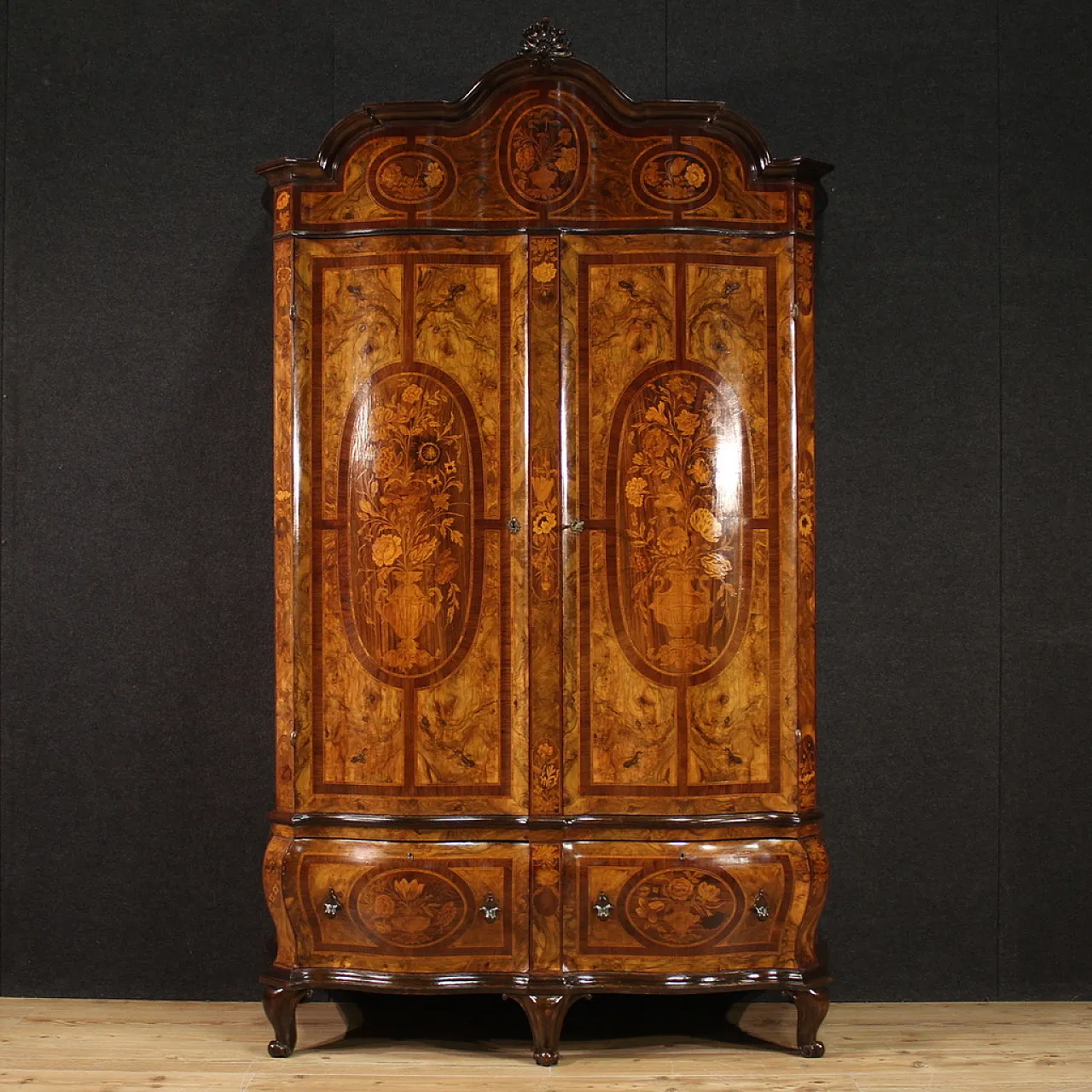 Lombard wardrobe inlaid Louis XV style, 50s 2