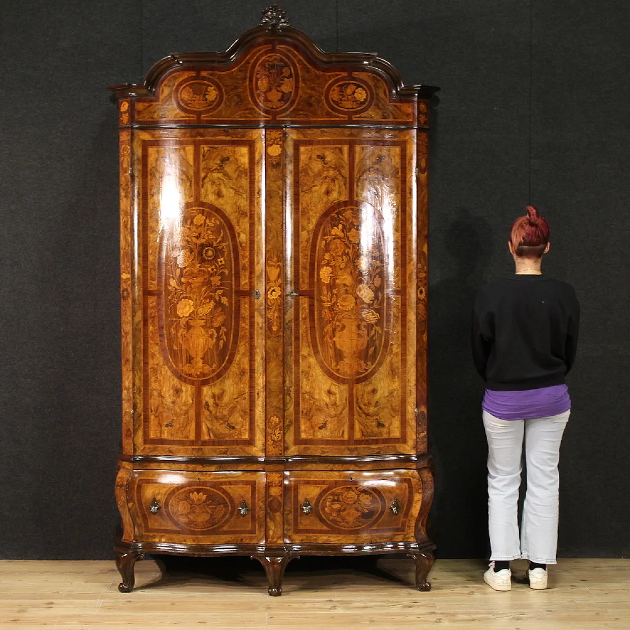 Lombard wardrobe inlaid Louis XV style, 50s 3