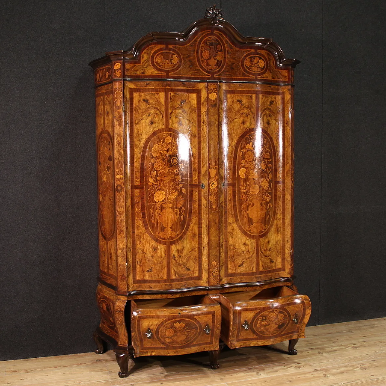 Lombard wardrobe inlaid Louis XV style, 50s 4