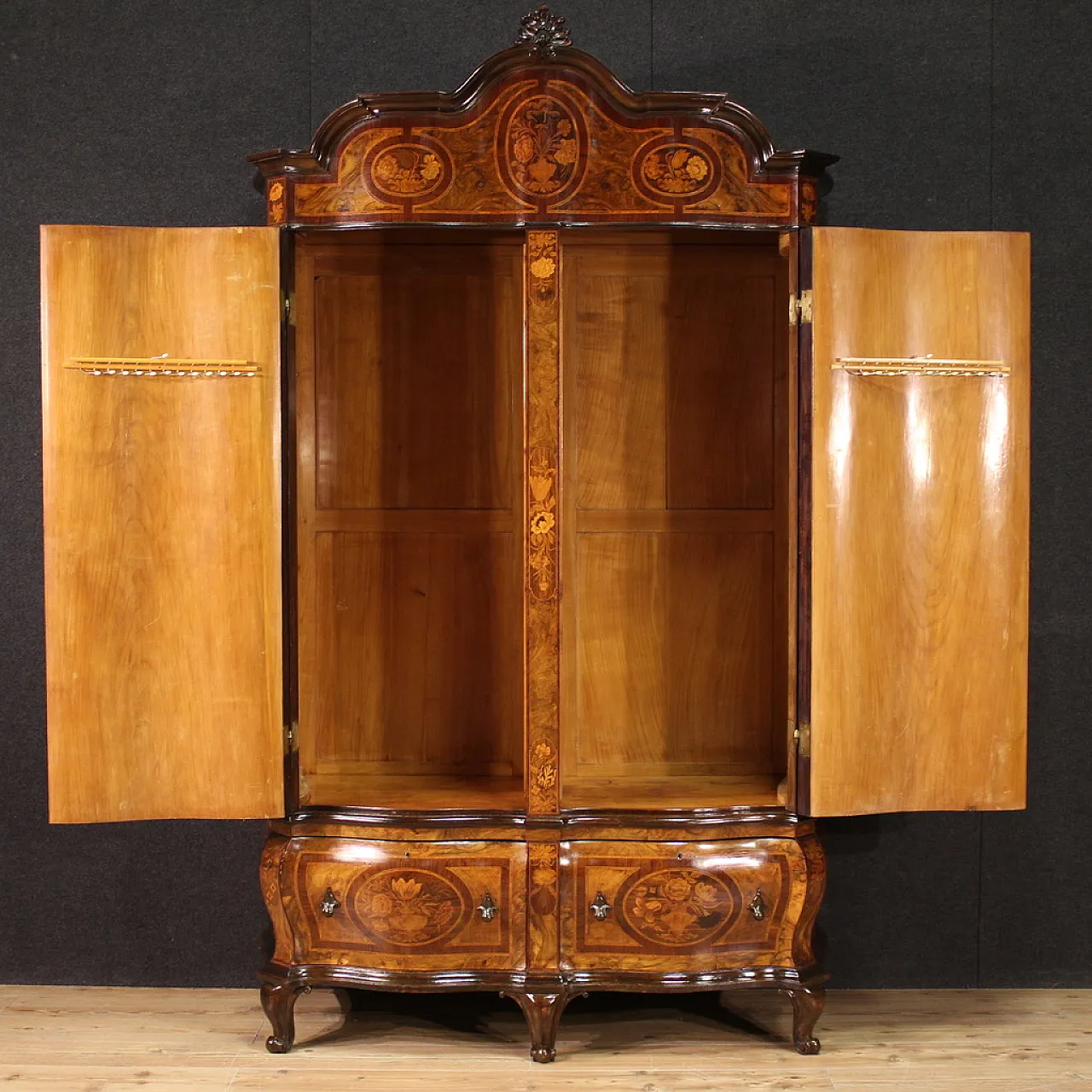 Lombard wardrobe inlaid Louis XV style, 50s 12