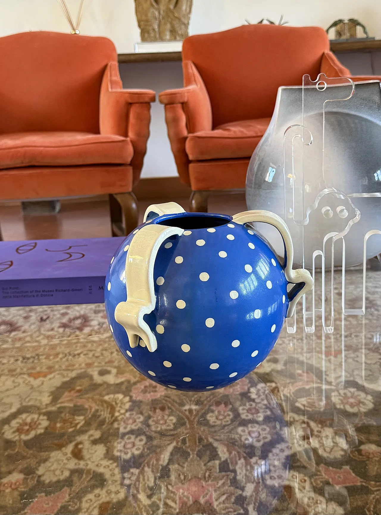 Art Deco blue ceramic vase by Rometti for Umbertide, 1930s 3