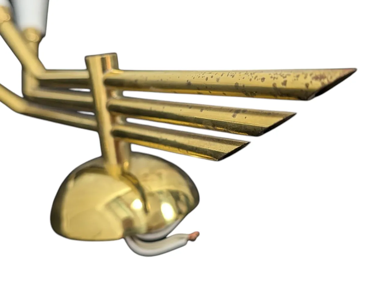 Coppia applique in ottone 3 luci, anni 60 14