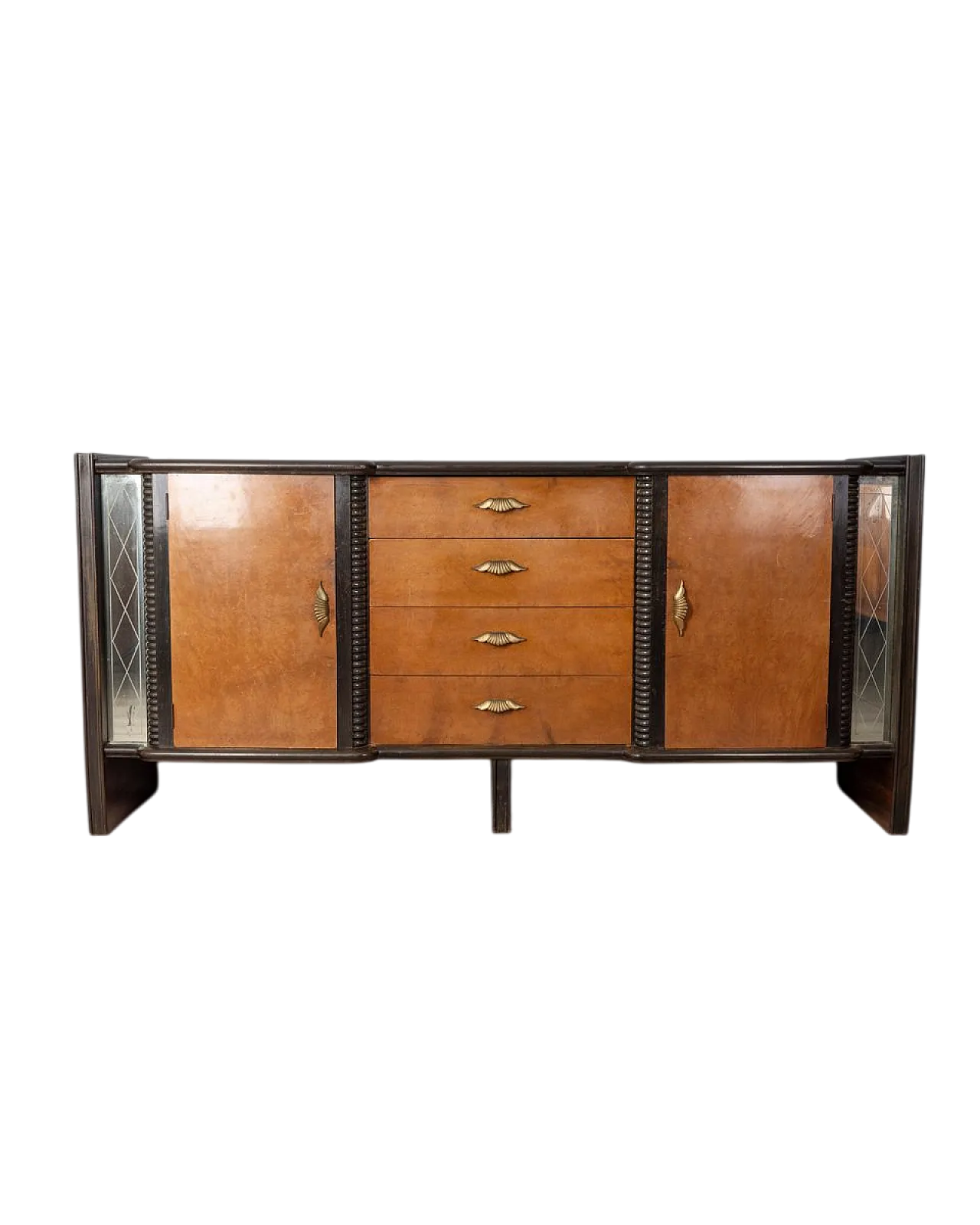 Credenza Art Deco in legno e vetro, anni '40 13