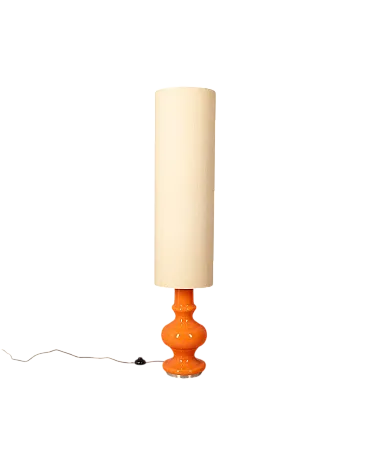 Lampada da terra  in vetro arancione, anni '70