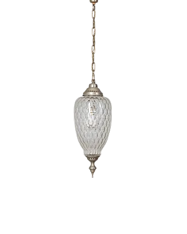 Lampada a sospensione in vetro decorato, anni '60