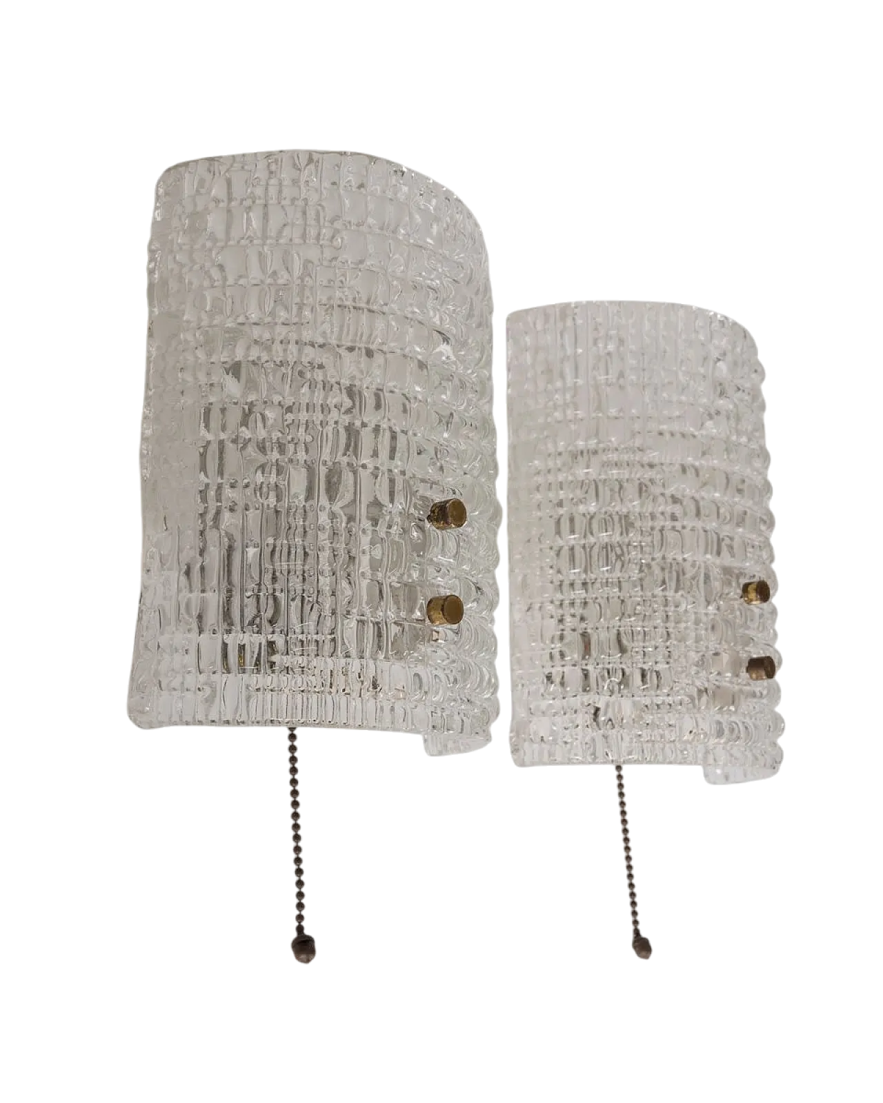 Pair of crystal and brass wall lamps, 1960s 8