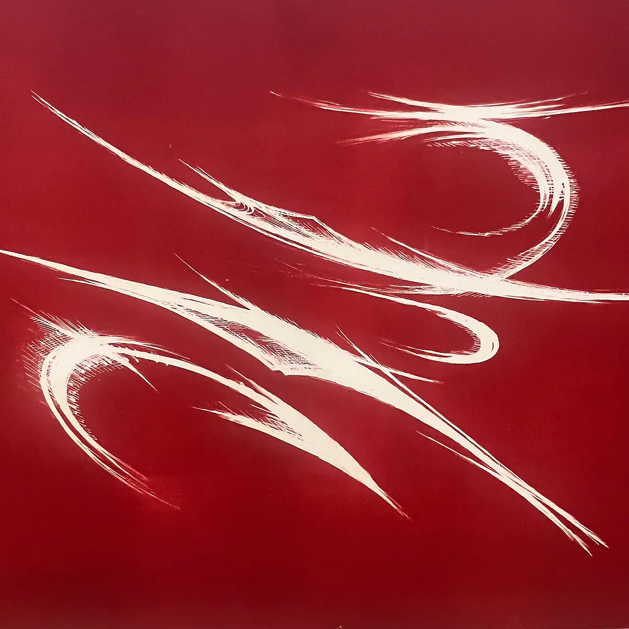 Serigrafia monocroma su fondo rosso di Carmelo Cappello, anni '60 3