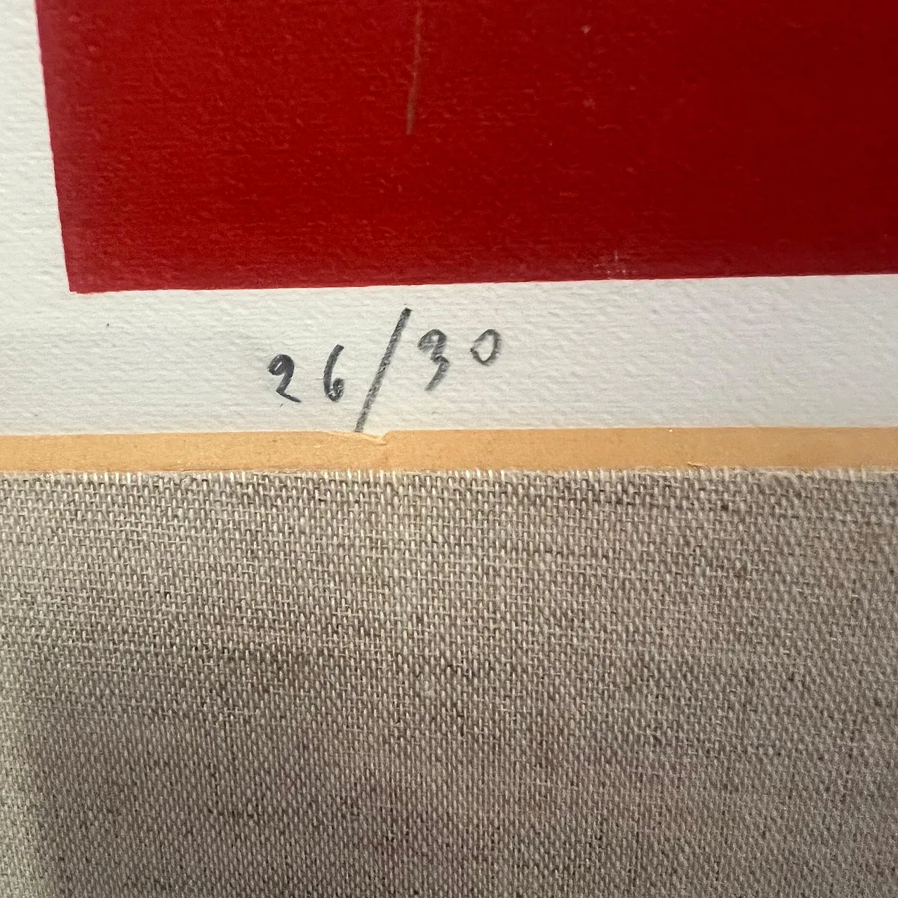 Serigrafia monocroma su fondo rosso di Carmelo Cappello, anni '60 5