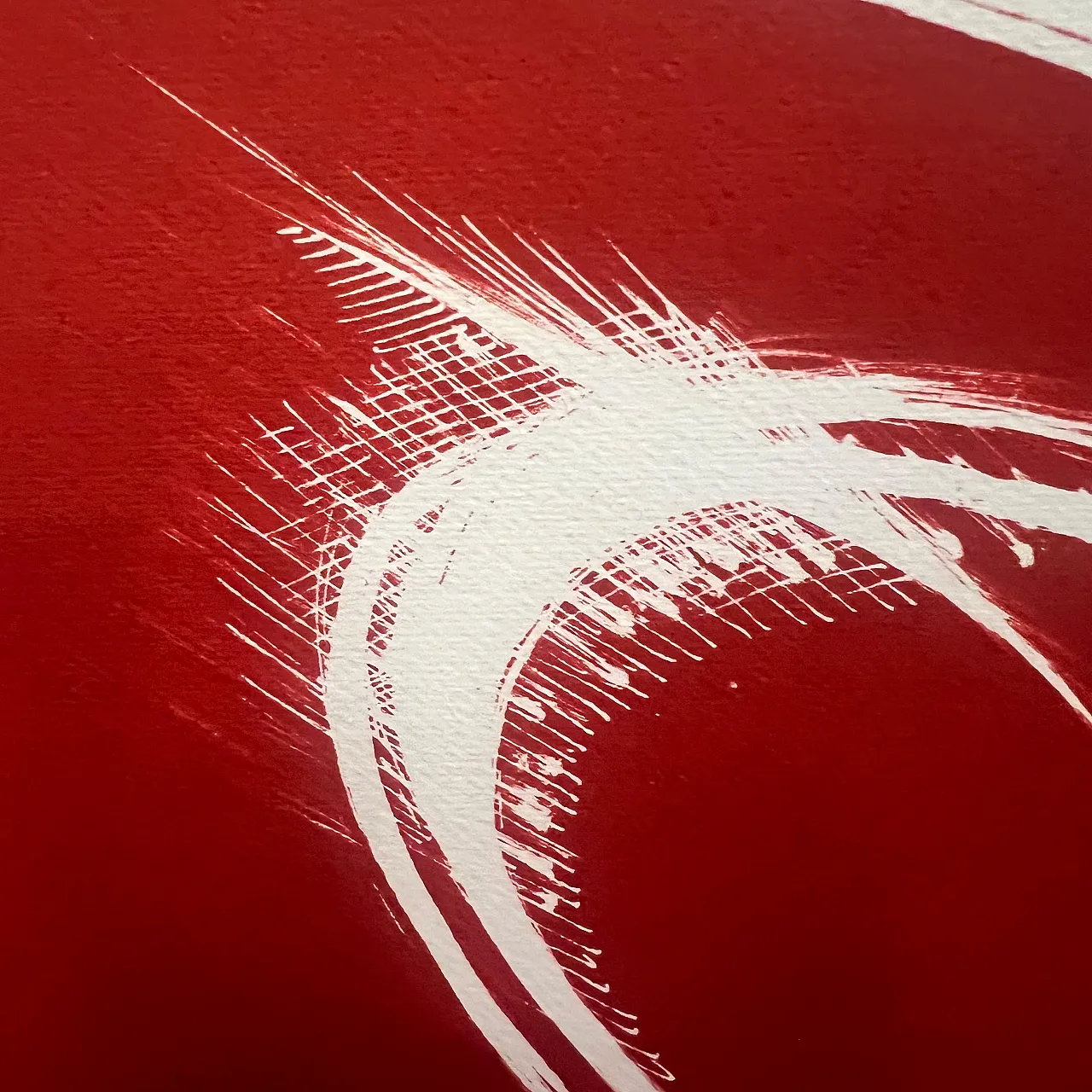 Serigrafia monocroma su fondo rosso di Carmelo Cappello, anni '60 6