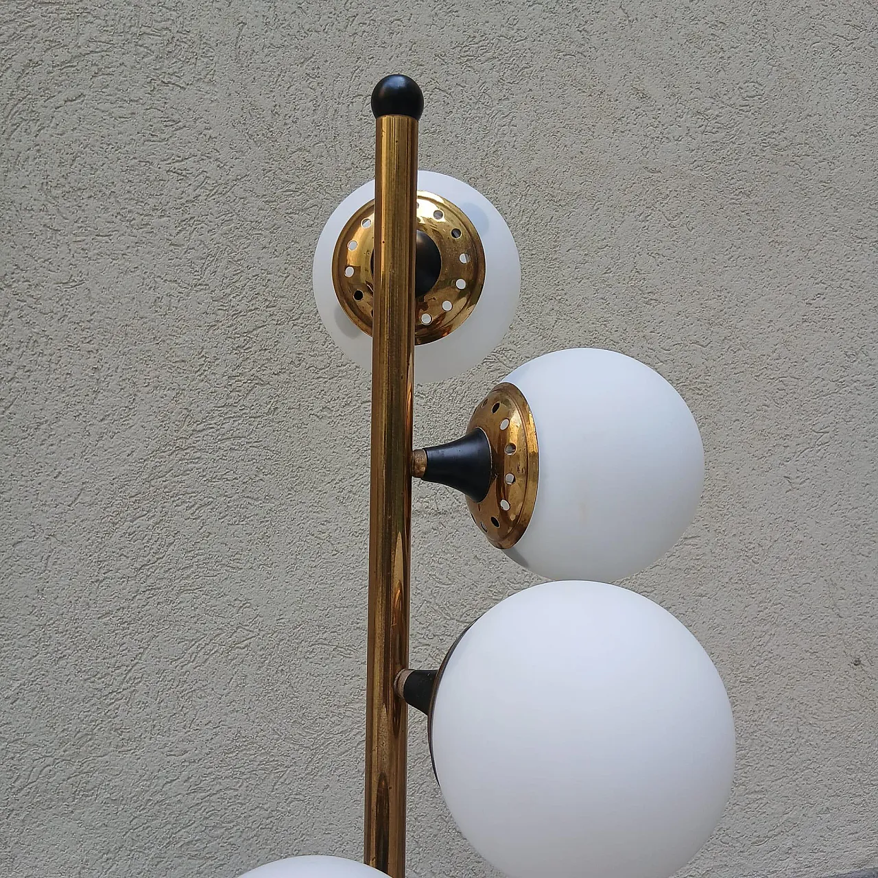 Piantana a spirale con 6 globi in vetro satinato di Stilnovo, anni '50 11