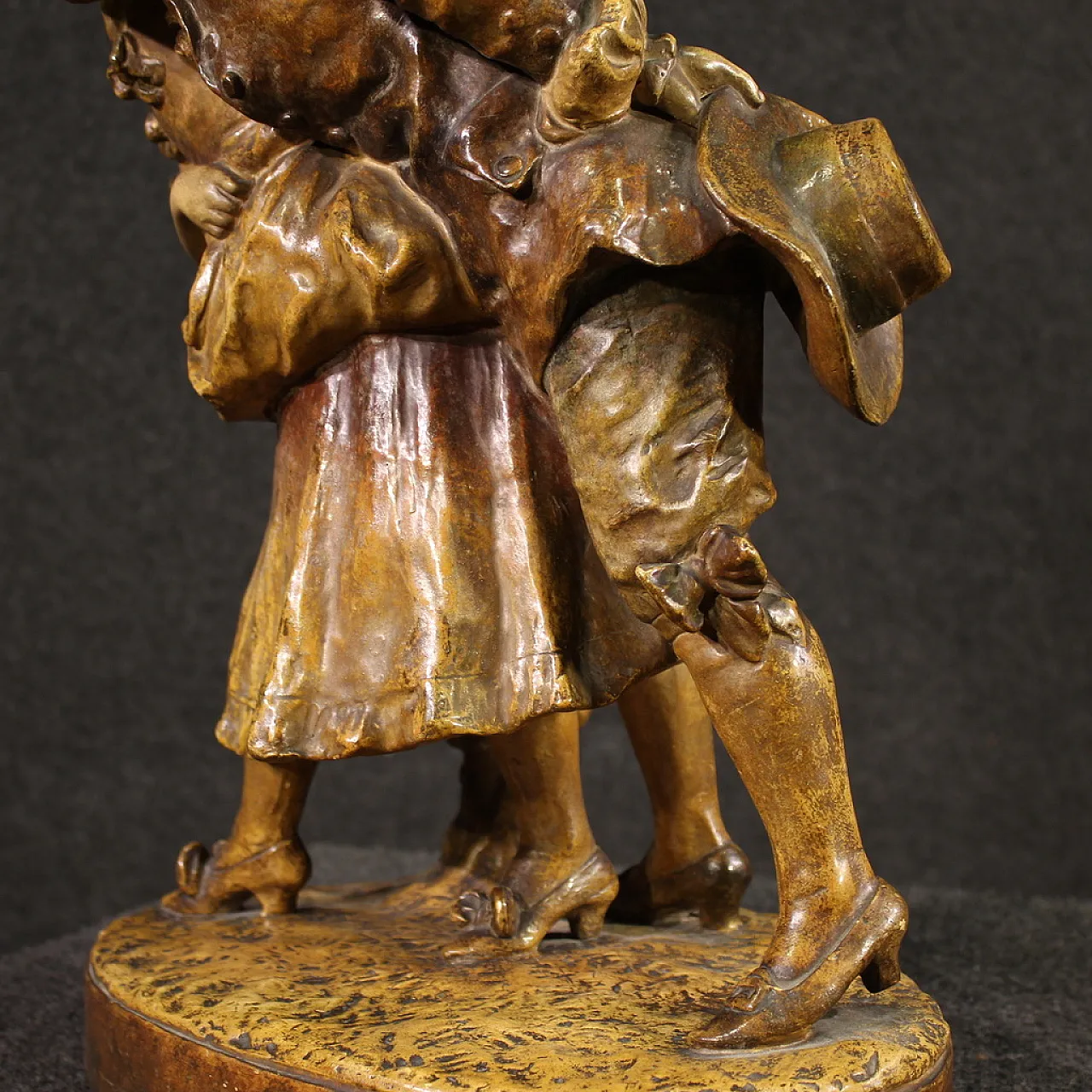Terracotta sculpture, gallant scene, mid-20th century 4