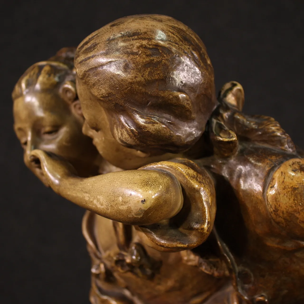 Terracotta sculpture, gallant scene, mid-20th century 5