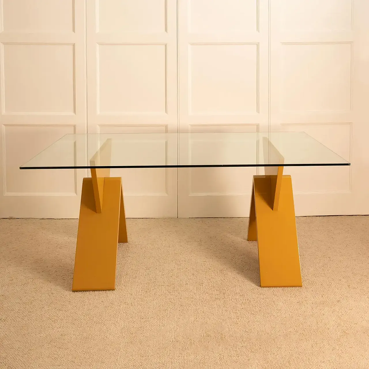 Lacquer and glass table, 1980s 2
