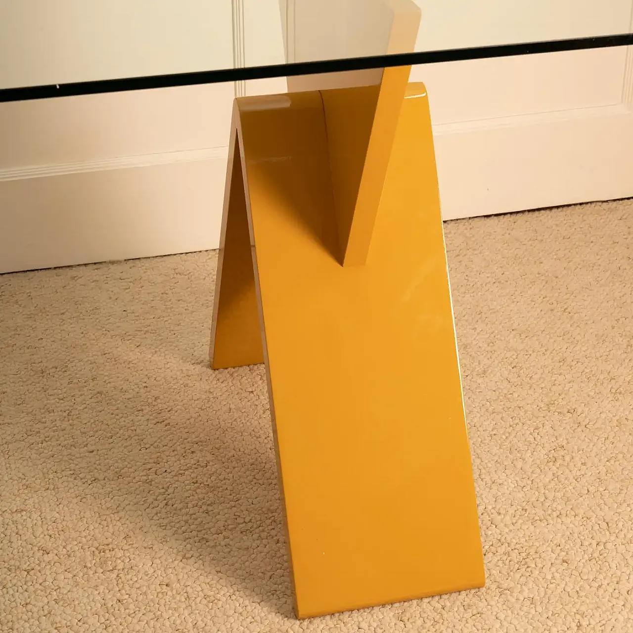 Lacquer and glass table, 1980s 4