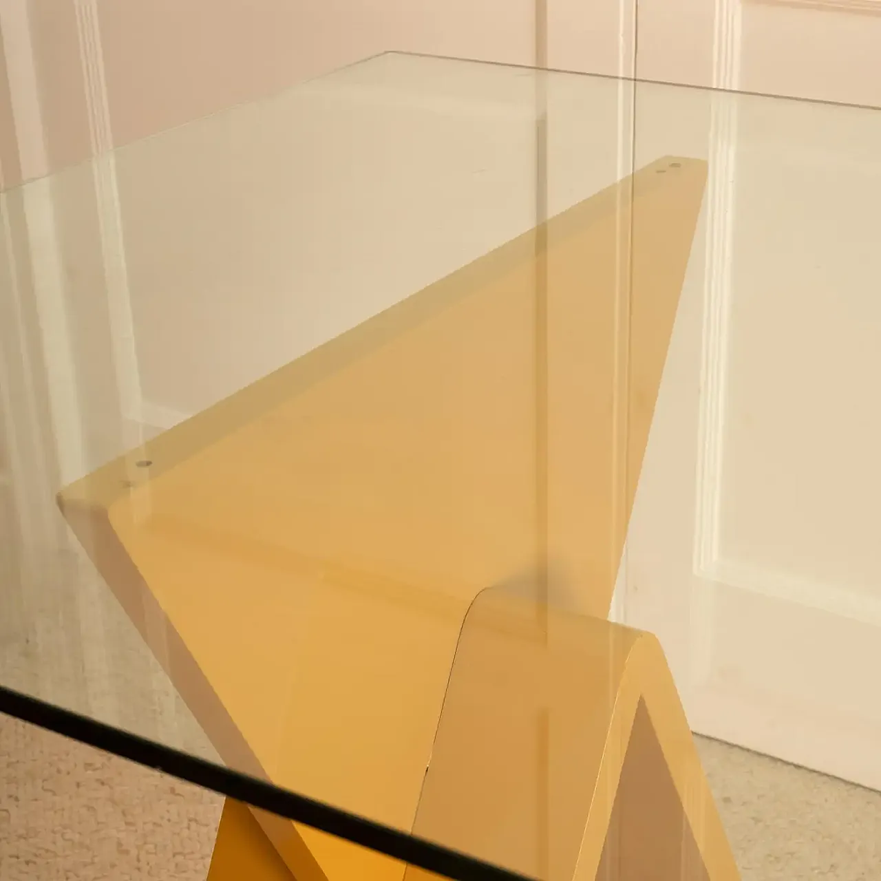 Lacquer and glass table, 1980s 5