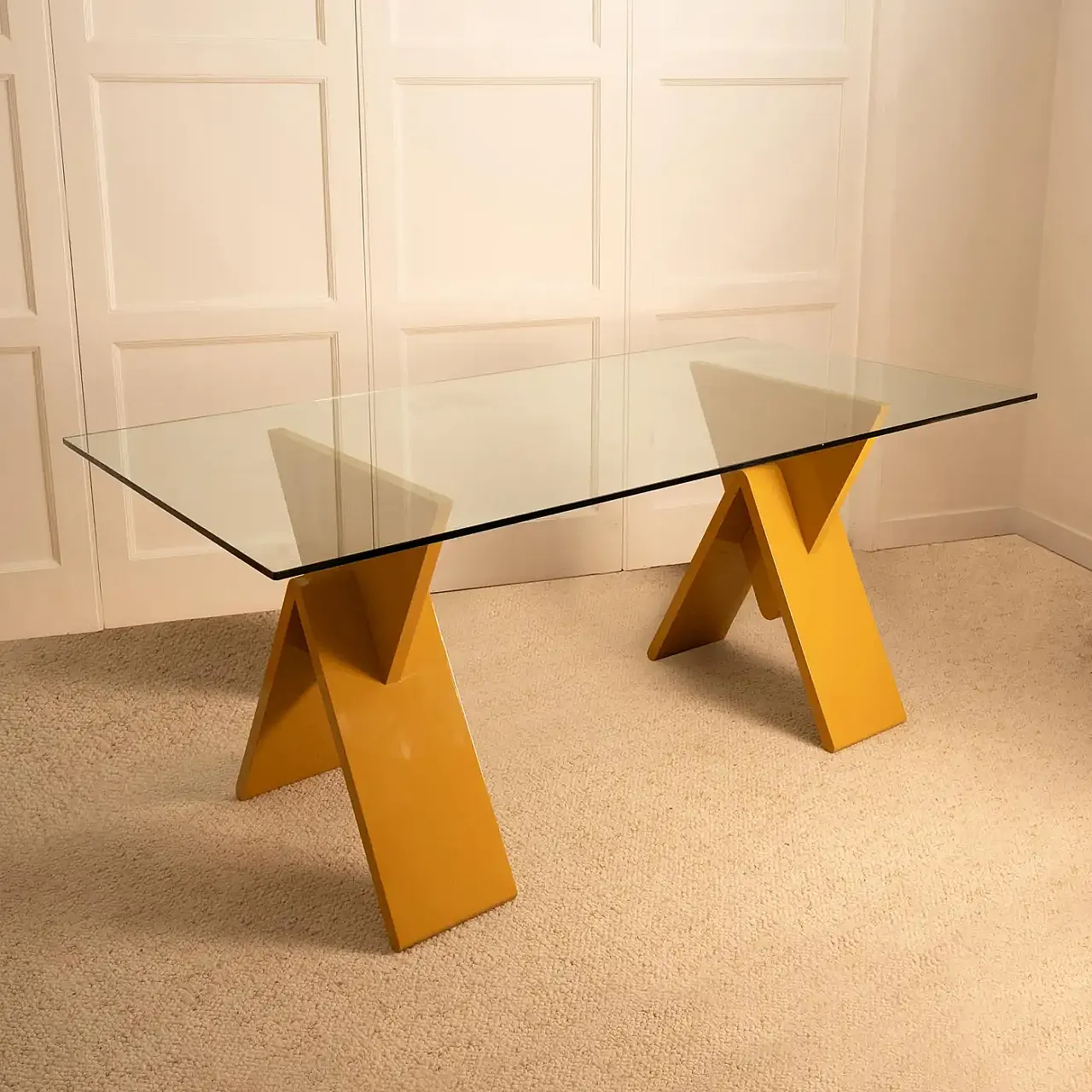 Lacquer and glass table, 1980s 6