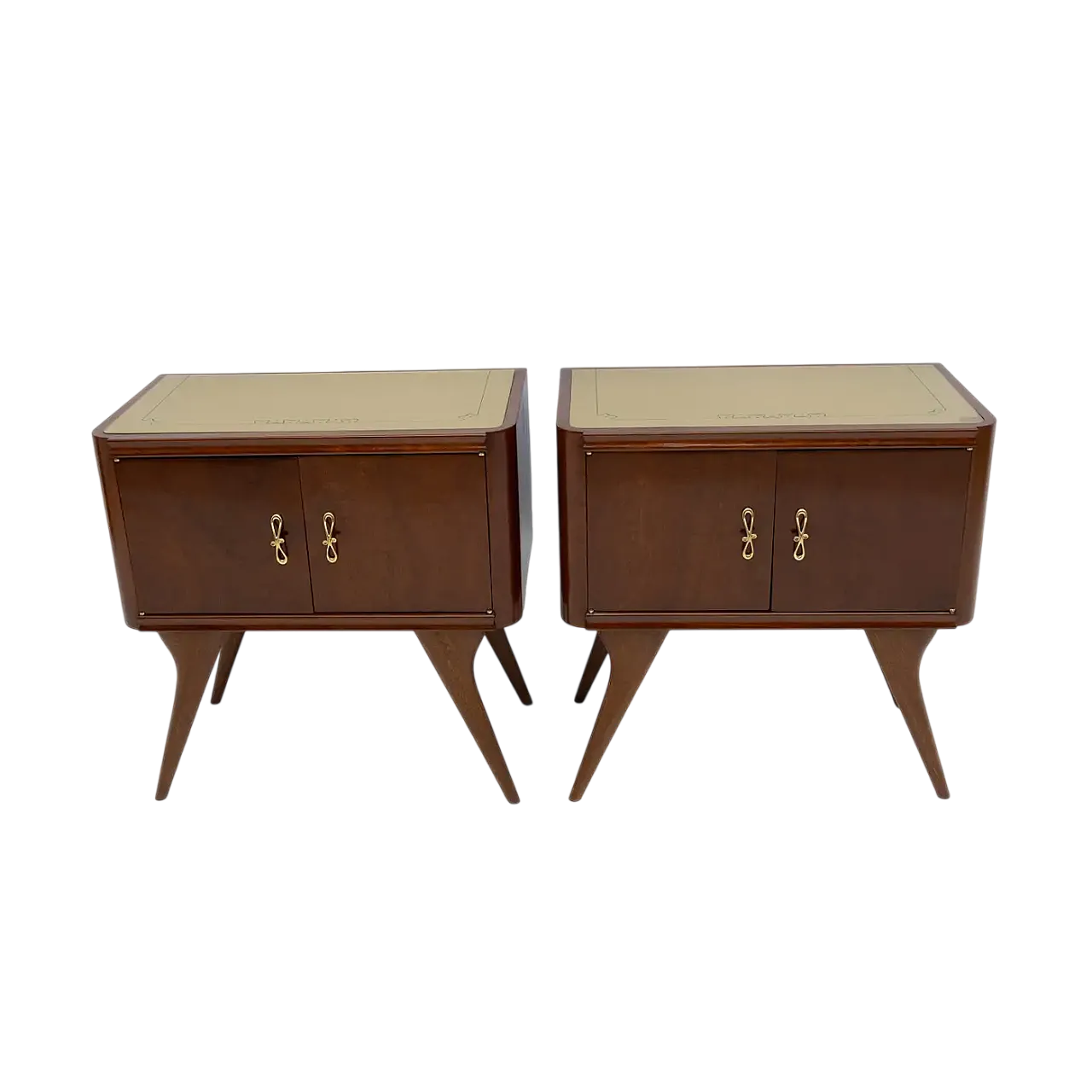 Coppia di comodini in noce e radice di Thuja, anni '50 11