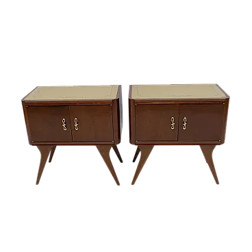 Coppia di comodini in noce e radice di Thuja, anni '50