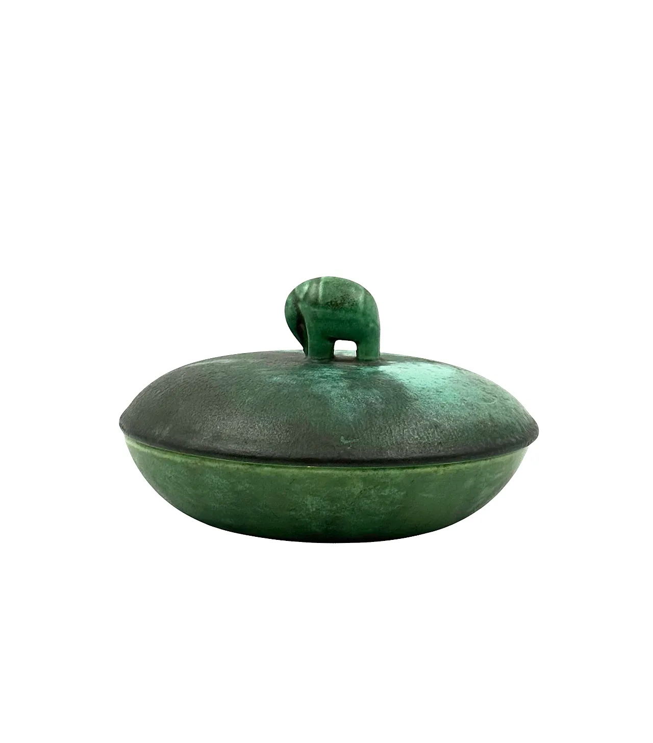 Scatola in ceramica verde di Angelo Biancini, SCI Laveno, anni '30 1