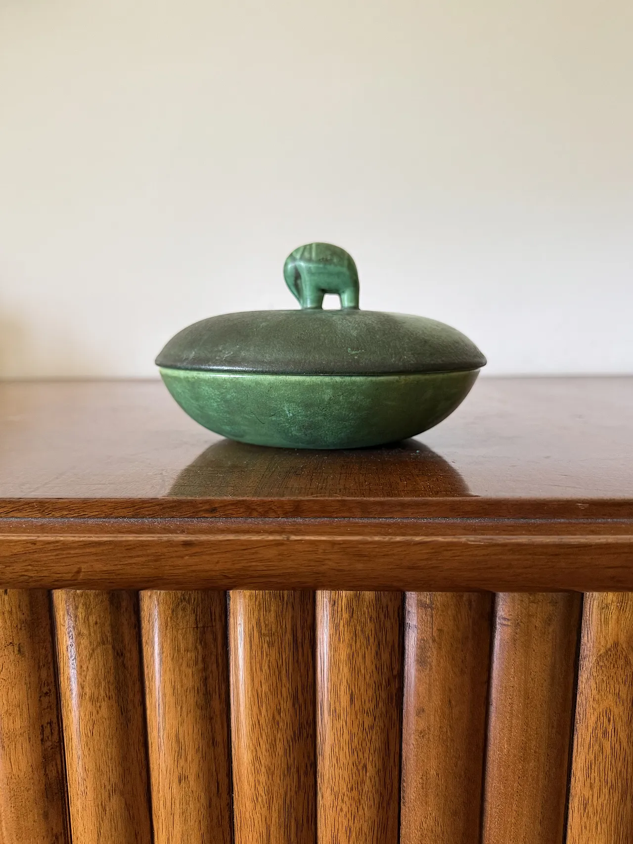 Scatola in ceramica verde di Angelo Biancini, SCI Laveno, anni '30 2