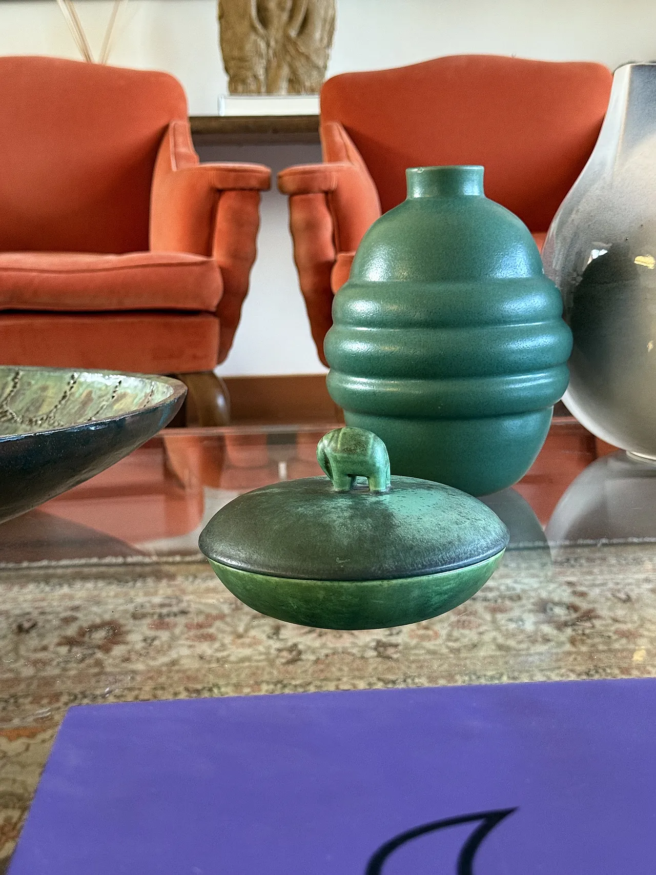 Scatola in ceramica verde di Angelo Biancini, SCI Laveno, anni '30 3