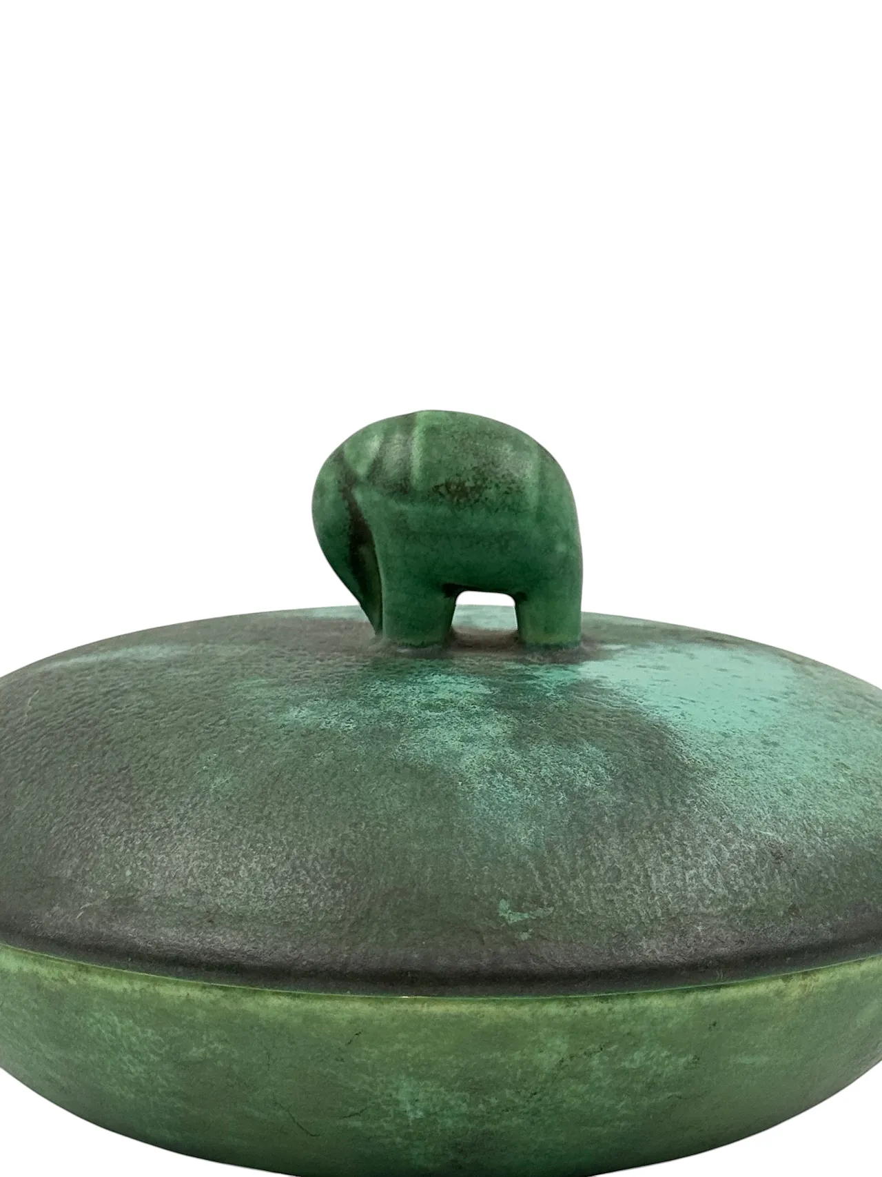 Scatola in ceramica verde di Angelo Biancini, SCI Laveno, anni '30 4