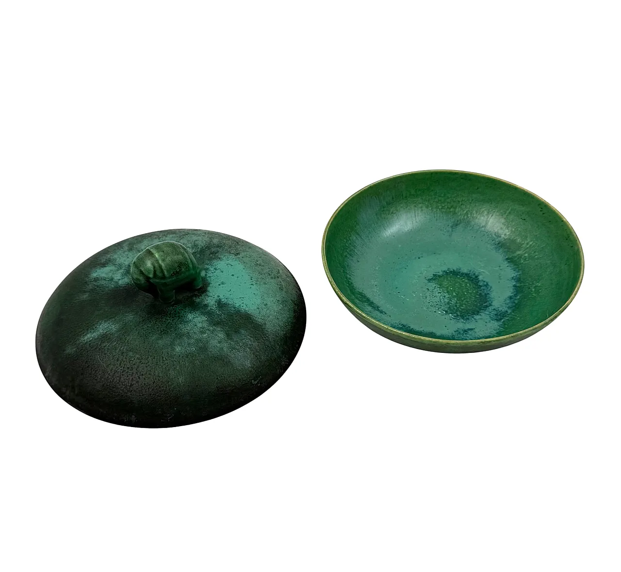 Scatola in ceramica verde di Angelo Biancini, SCI Laveno, anni '30 7