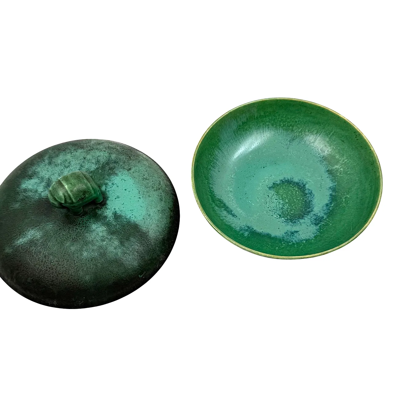 Scatola in ceramica verde di Angelo Biancini, SCI Laveno, anni '30 8