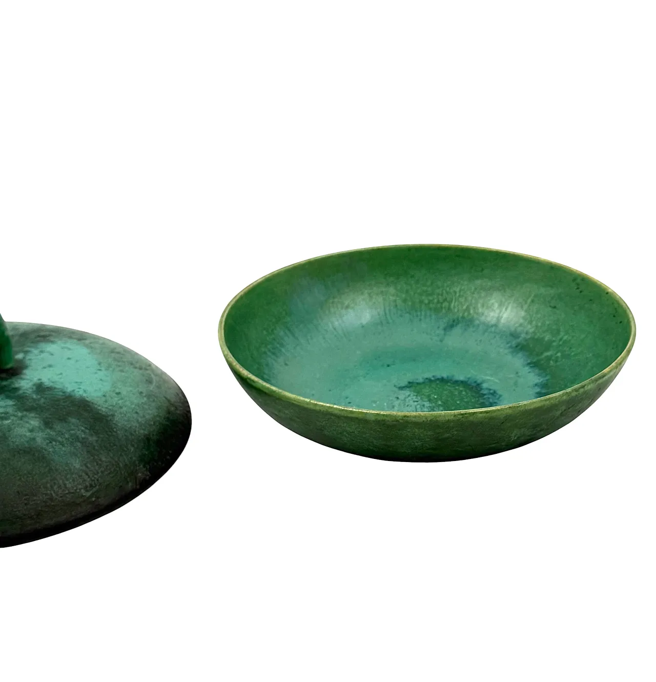 Scatola in ceramica verde di Angelo Biancini, SCI Laveno, anni '30 9