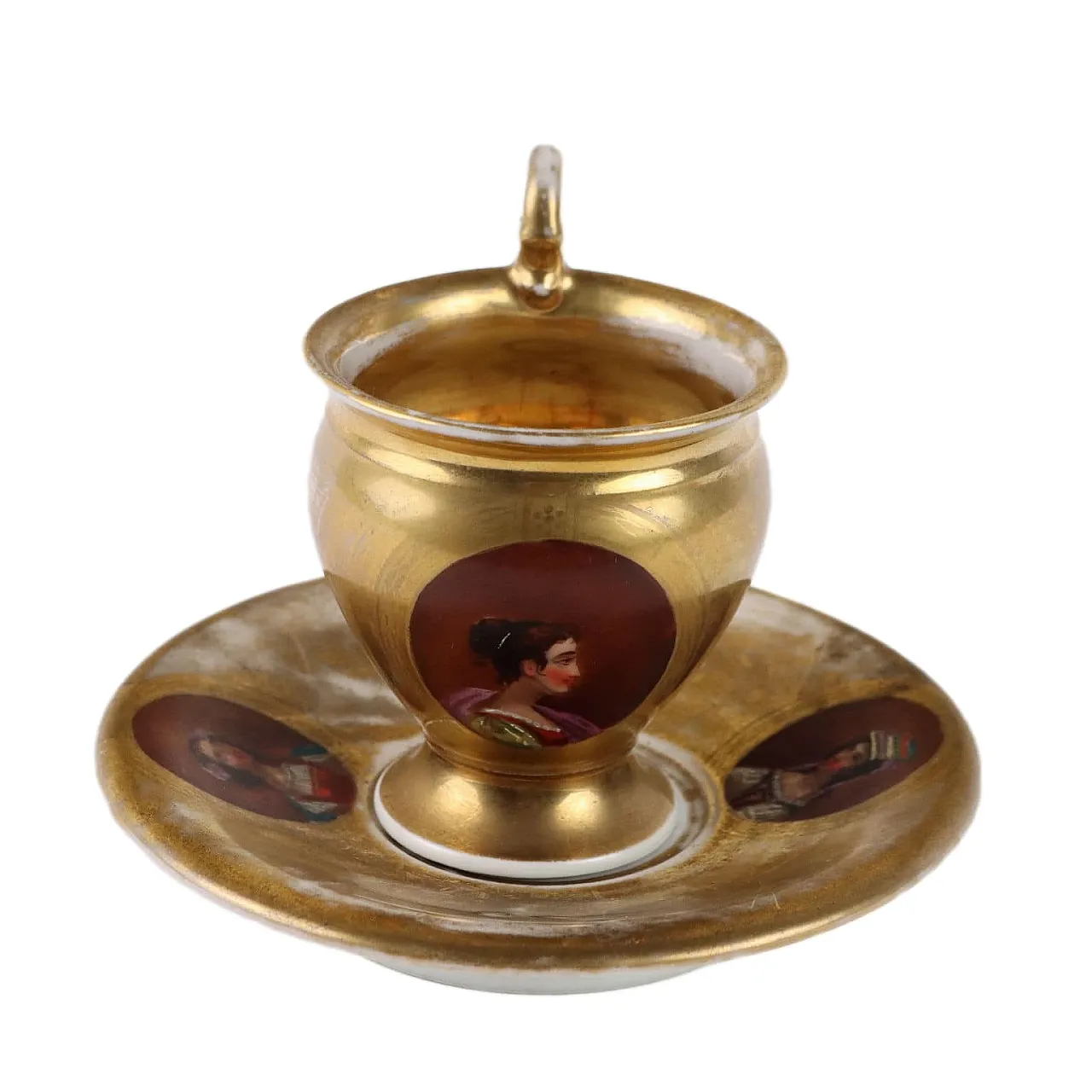 Tazza e piattino Impero in porcellana, '800 1