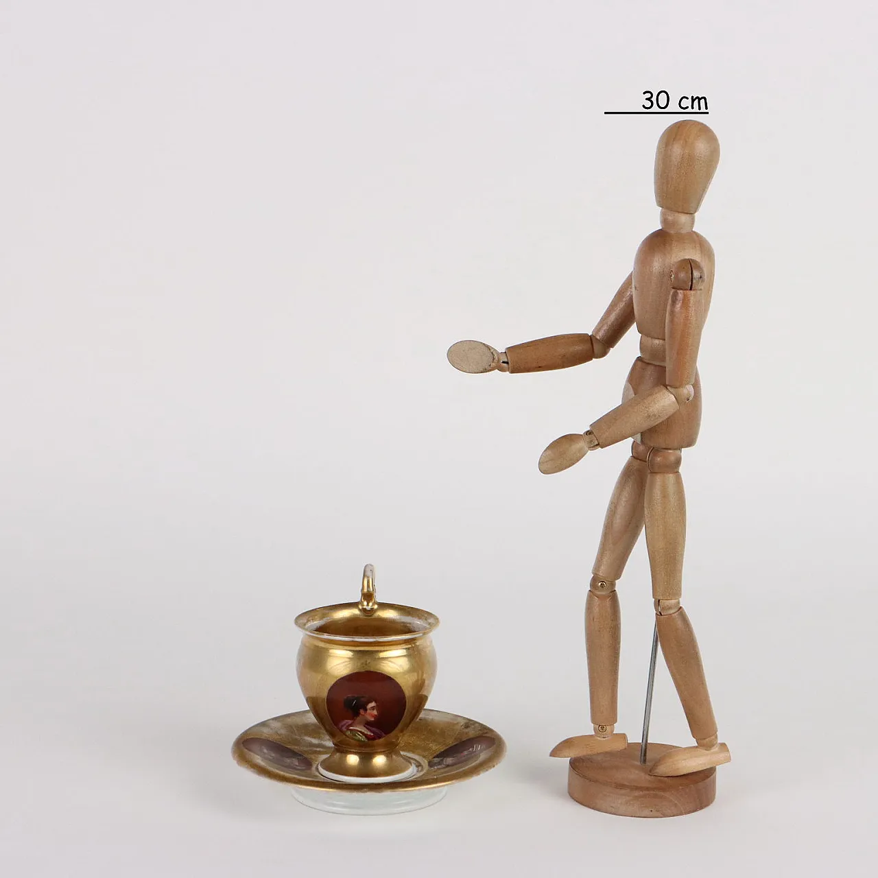 Tazza e piattino Impero in porcellana, '800 2