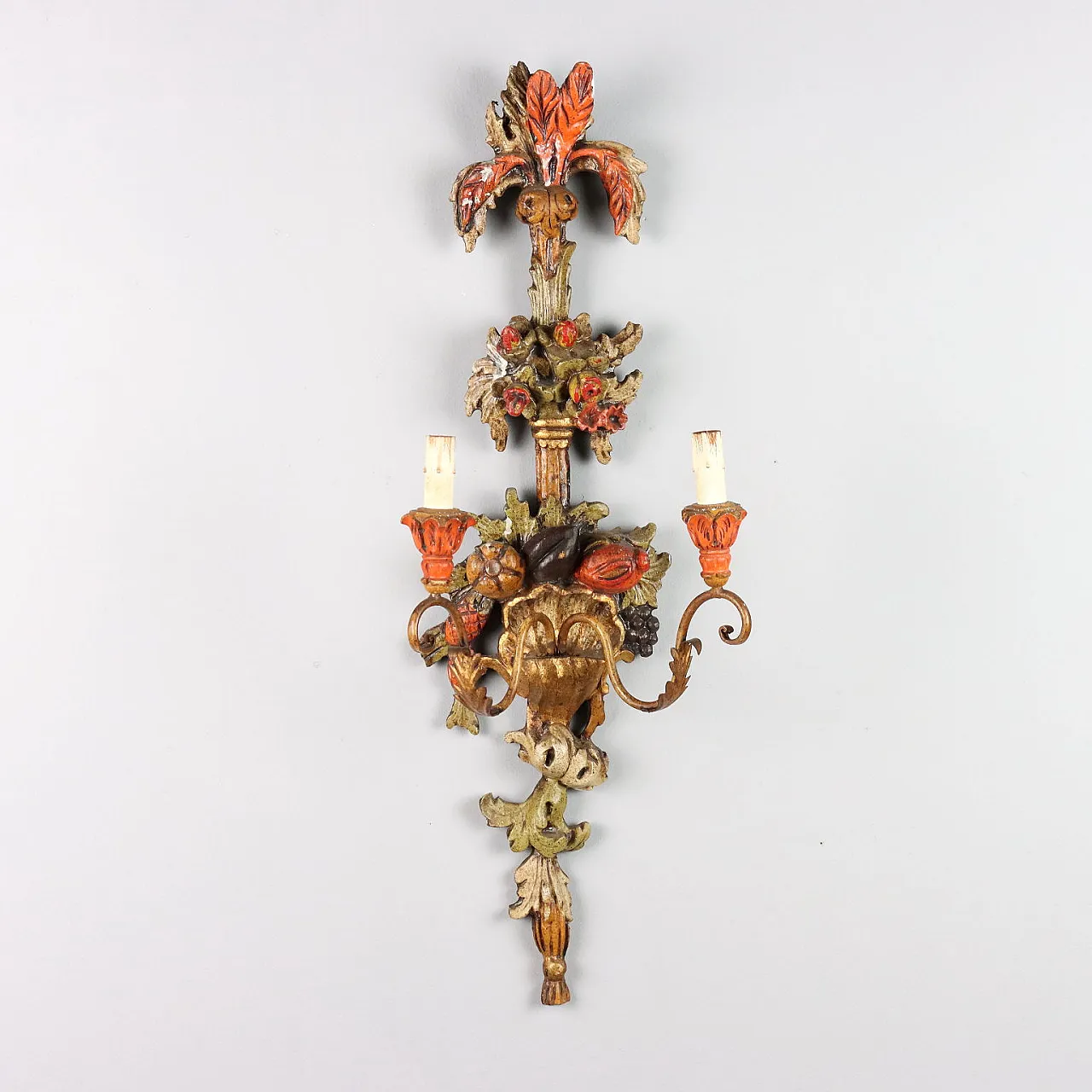 Wood and iron wall sconce, 20th century 1
