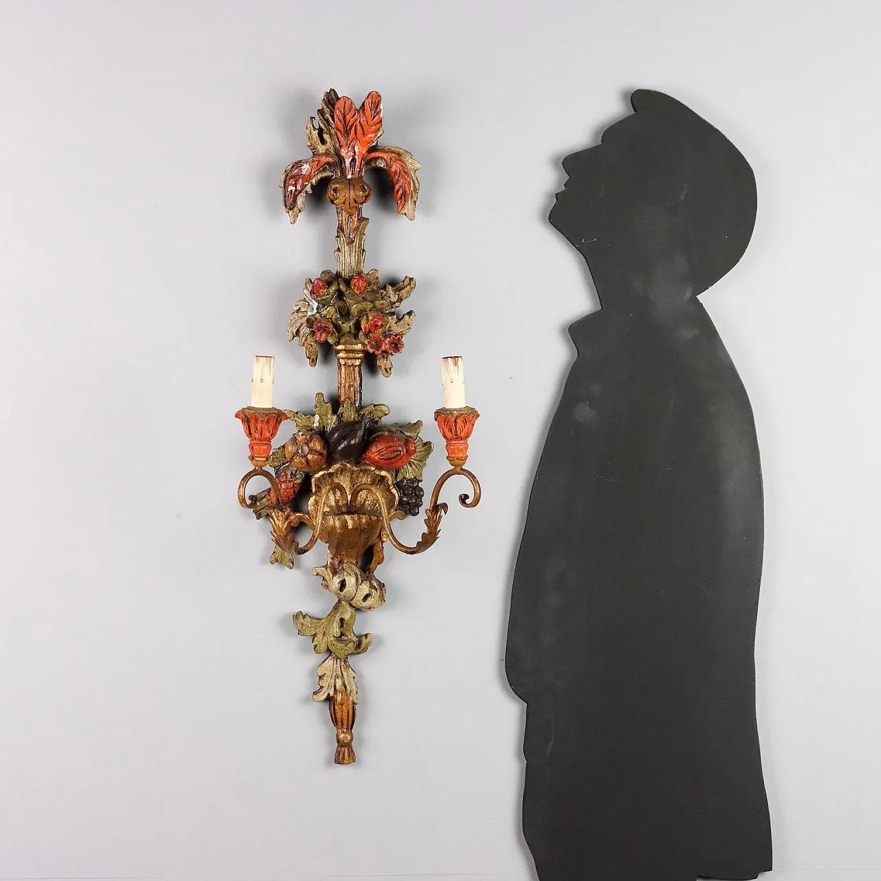 Wood and iron wall sconce, 20th century 2