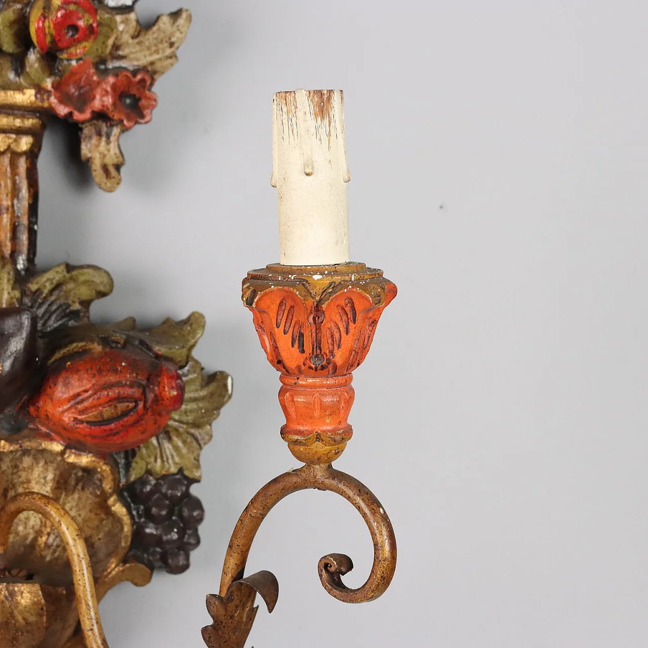 Wood and iron wall sconce, 20th century 5