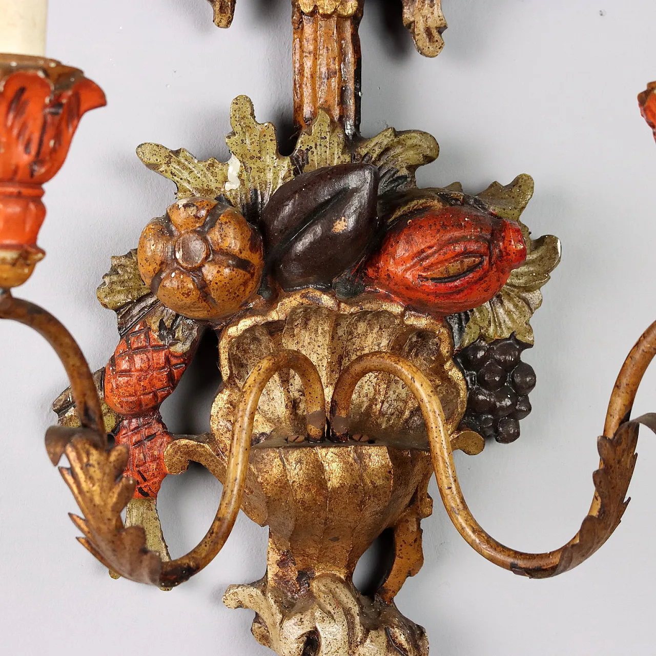 Wood and iron wall sconce, 20th century 6