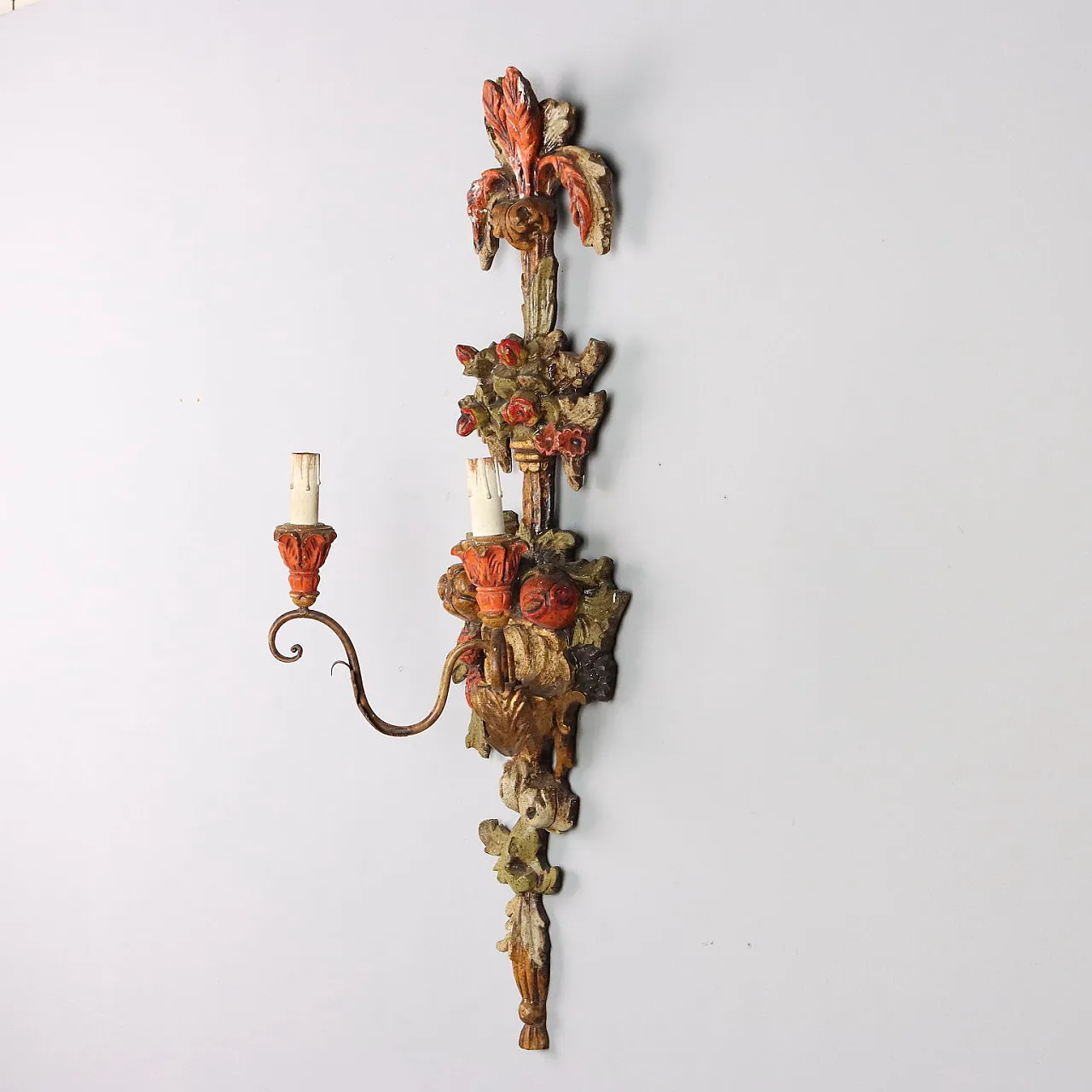 Wood and iron wall sconce, 20th century 8