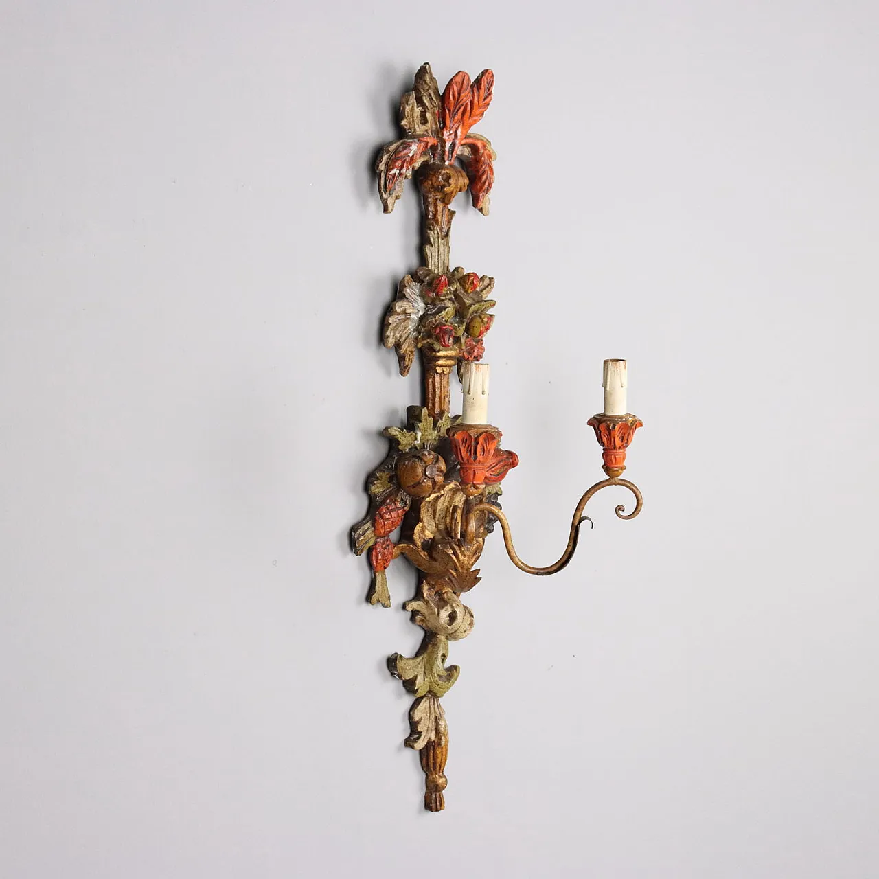 Wood and iron wall sconce, 20th century 9