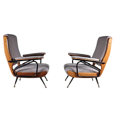 Coppia di Sedie reclinabili in Bouclé, Italia, 1960