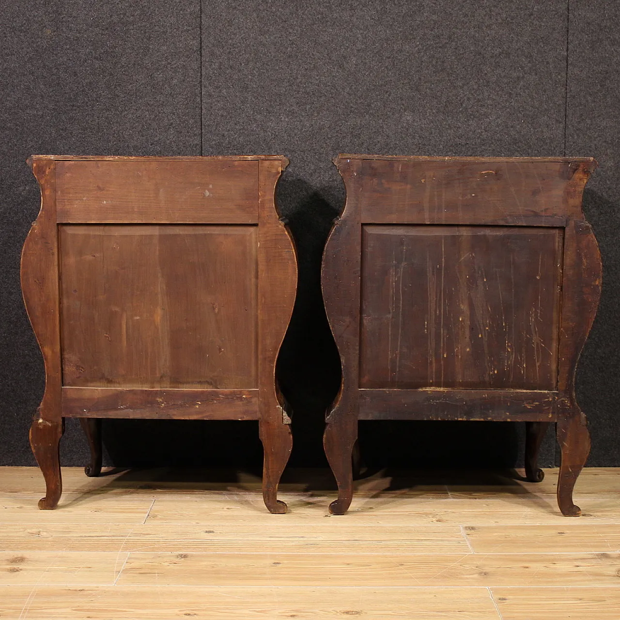 Coppia di comodini lombardi intarsiati in stile Luigi XV, '900 8