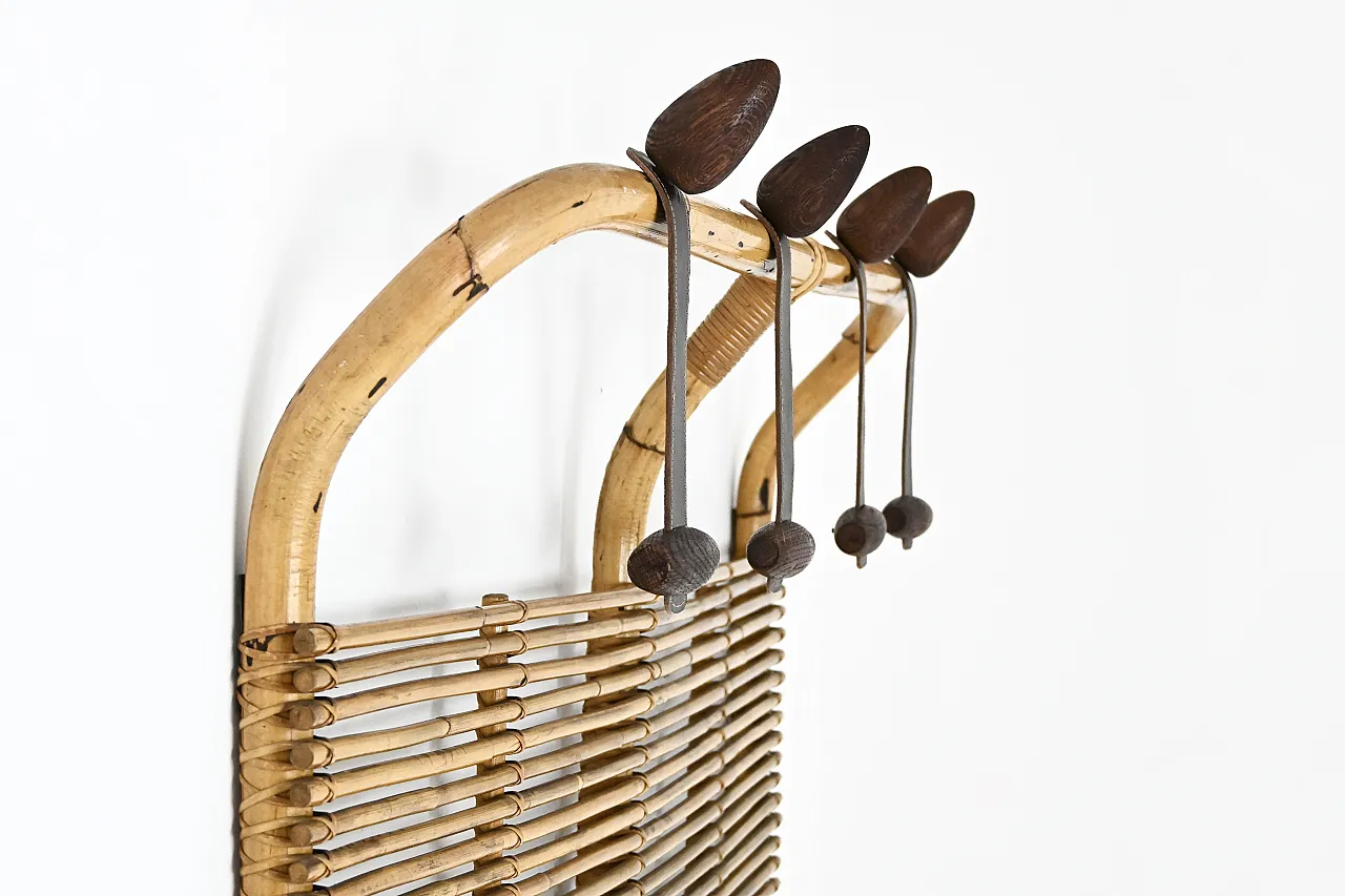 Rastrello per cappotto rattan italiano, anni '60 4