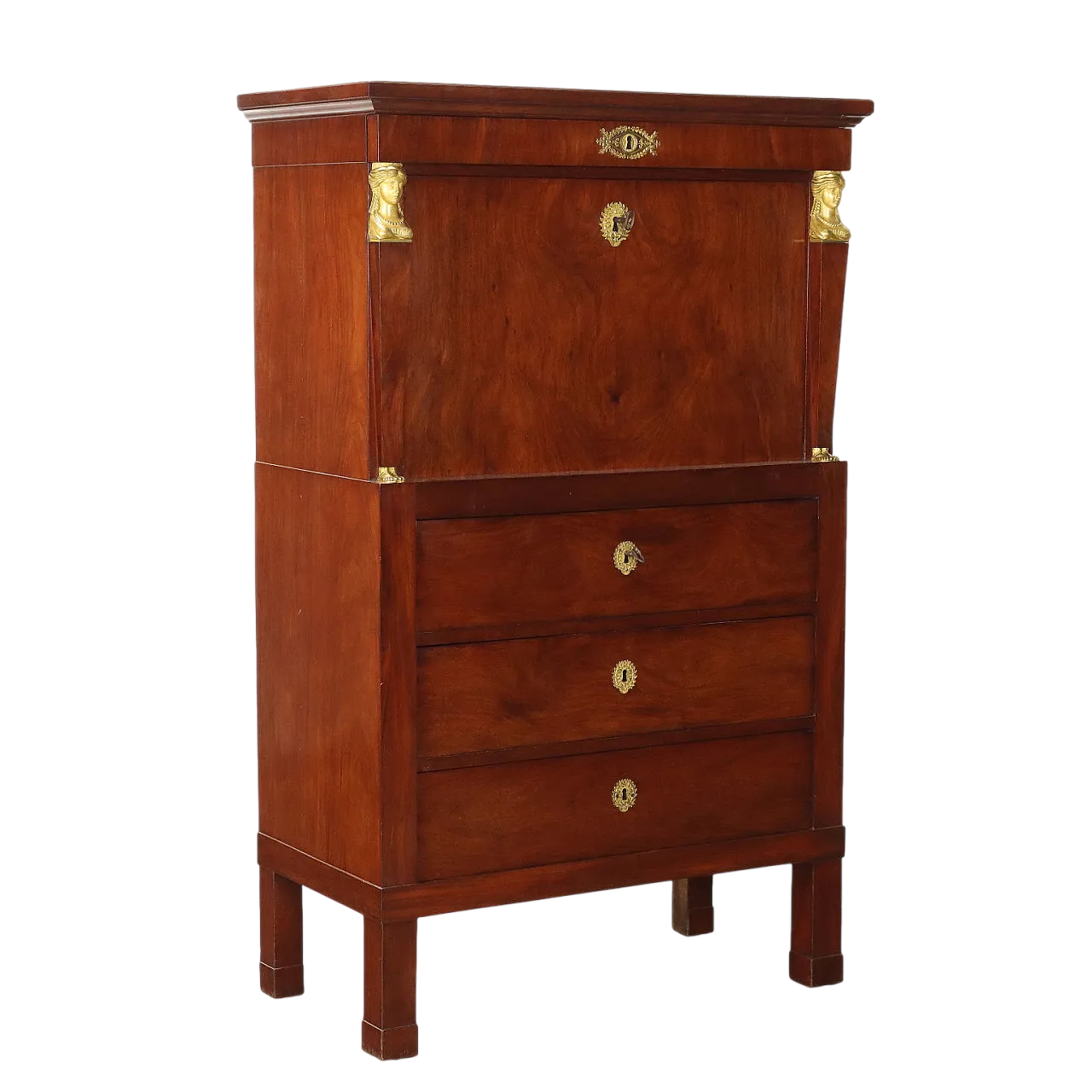 Secretaire Impero in mogano e noce, '800 11