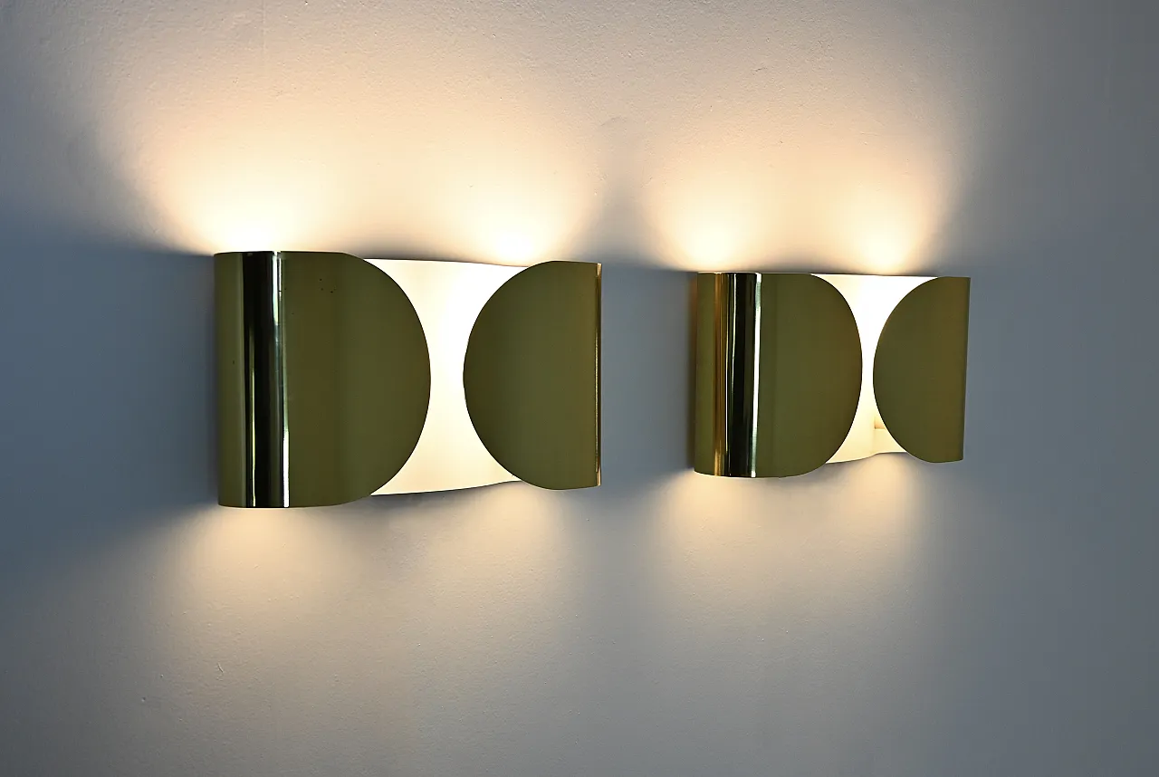 Coppia di appliques Foglio di Tobia e Afra Scarpa per Flos, anni '60 2