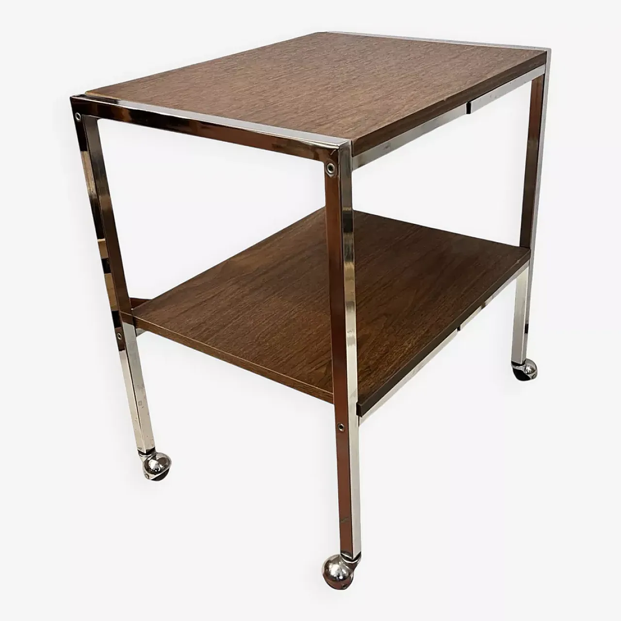 Walnut and steel coffee table, 1970s 1