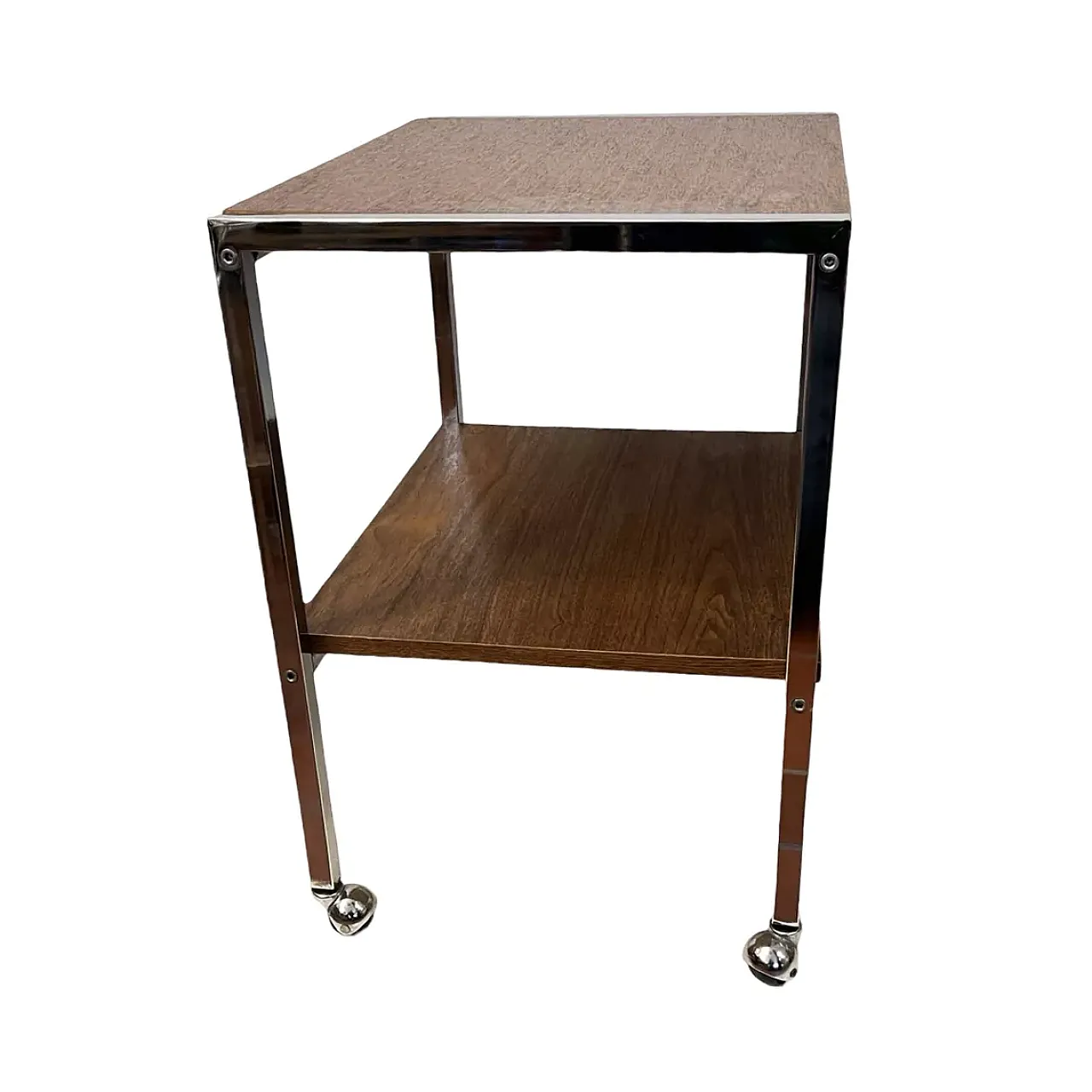 Walnut and steel coffee table, 1970s 3