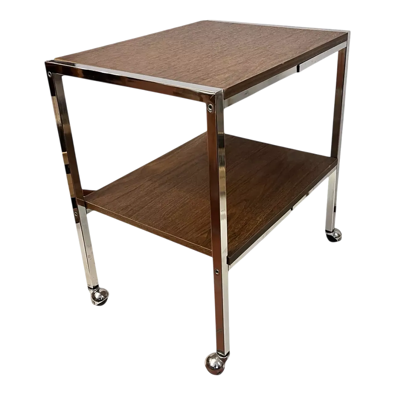 Walnut and steel coffee table, 1970s 9